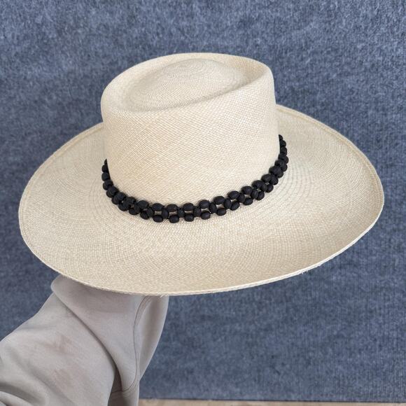 Artesano Hat Medium Tulipan Beaded in Natural Panama Straw Wide Brim Summer Chic main image 7